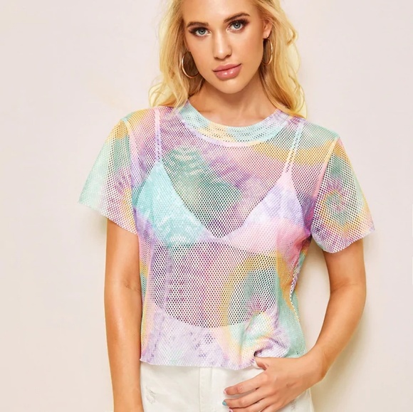 Tie dye mesh crop. Brand new - Picture 4 of 4
